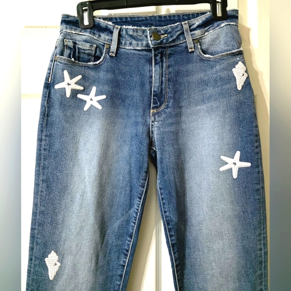 PAIGE Brigitte Cropped Straight Jeans in Oceania, Embroidered Seashells, EUC! - Picture 3 of 14